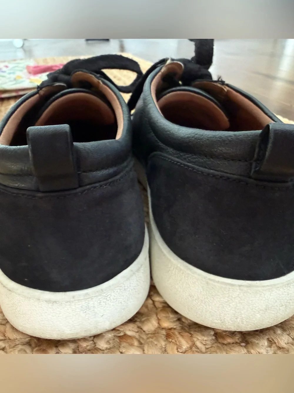 Vionic Black Leather Lace-Up Sneakers with White Sole